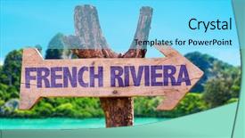  Presentation with country - Beautiful slides featuring french riviera wooden sign backdrop and a arctic colored foreground