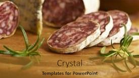  Presentation with blue cheese - Audience pleasing presentation consisting of french-salami-and-blue-cheese backdrop and a gold colored foreground