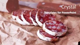  Presentation with craft - Presentation theme having french-salami-and-knife background and a red colored foreground