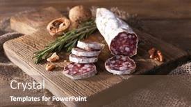  Presentation with cutting board - Presentation theme with french-salami-on-cutting-board background and a tawny brown colored foreground