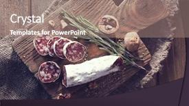  Presentation with cutting board - Presentation design consisting of french salami on cutting board background and a coral colored foreground