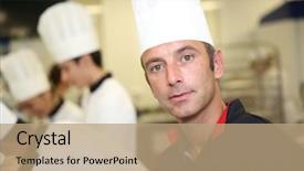  Presentation with teacher - Beautiful theme featuring french school - portrait of pastry cook teacher backdrop and a coral colored foreground