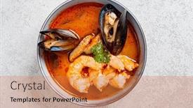  Presentation with seafood - Presentation theme enhanced with french-seafood-bouillabaisse-soup-top background and a gold colored foreground