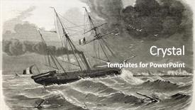  Presentation with ship storm - PPT theme having french ship reine-hortense transporting background and a gray colored foreground