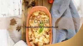  Presentation with recipe - Cool new theme with french-tartiflette-recipe-bacon-potato backdrop and a gold colored foreground