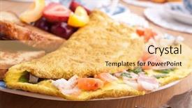  Presentation with hydroponics vegetables hydroponic vegetable - Presentation featuring french toast - omelette with ham bacon background and a yellow colored foreground