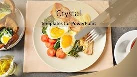  Presentation with spinach - PPT theme with french toast - plate with tasty eggs spinach background and a coral colored foreground
