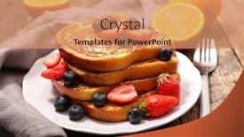  Presentation with fruits - PPT theme with french toast with fruits background and a coral colored foreground