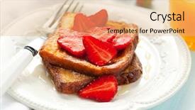  Presentation with syrup - Theme having french toast with strawberries maple background and a coral colored foreground