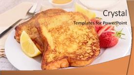  Presentation with strawberry - PPT theme featuring french toast with strawberry background and a coral colored foreground