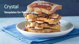  Presentation with banana - Slide deck consisting of french toasts with banana chocolate background and a ocean colored foreground
