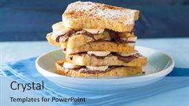  Presentation with banana - PPT theme enhanced with french toasts with banana chocolate background and a light blue colored foreground