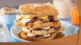  Presentation with banana - Slide set consisting of french toasts with banana chocolate background and a yellow colored foreground