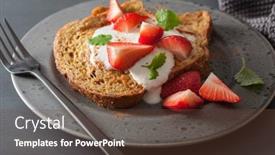  Presentation with yogurt - Beautiful PPT theme featuring french toasts with yogurt and strawberries for breakfast backdrop and a tawny brown colored foreground