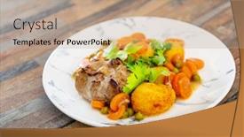  Presentation with veal - PPT layouts with french-traditional-dish-veal-paupiette background and a coral colored foreground