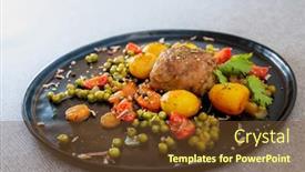  Presentation with veal - Slides enhanced with french-traditional-dish-veal-paupiette background and a tawny brown colored foreground