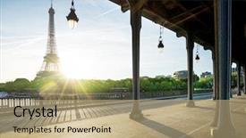  Presentation with eiffel tower paris france - PPT theme consisting of french transports - eiffel tower from bir-hakeim metal background and a coral colored foreground