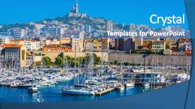  Presentation with port - Cool new PPT theme with french transports - marseille in may the water backdrop and a teal colored foreground