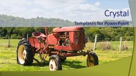  Presentation with tractor - Beautiful PPT theme featuring french transports - old rusty vintage red tractor backdrop and a sky blue colored foreground