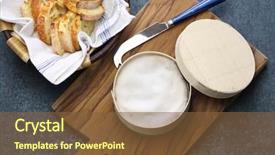  Presentation with quitting soft drink - Presentation theme enhanced with mont d'or soft cheese background and a tawny brown colored foreground