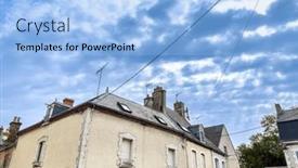  Presentation with village - PPT theme with french-village-splendor-immerse-yourself background and a light blue colored foreground