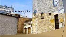  Presentation with village - Presentation theme consisting of french-village-splendor-immerse-yourself background and a light blue colored foreground