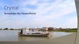  Presentation with boat river - Cool new presentation design with french-wooden-oyster-boat backdrop and a sky blue colored foreground