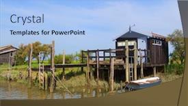  Presentation with oyster - Amazing slide deck having french-wooden-oyster-huts backdrop and a light blue colored foreground