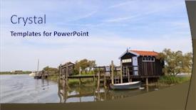  Presentation with maritime - Beautiful theme featuring french-wooden-oyster-huts backdrop and a sky blue colored foreground