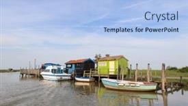  Presentation with maritime - Presentation design having french-wooden-oyster-huts background and a light blue colored foreground