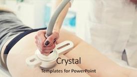  Presentation with frequency - Amazing theme having frequency - body treatment woman getting rf backdrop and a lemonade colored foreground