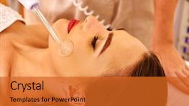  Presentation with beauty salon - PPT layouts with frequency - lying young woman with closed background and a red colored foreground