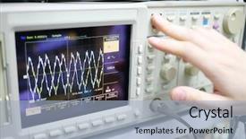  Presentation with frequency - Colorful slide set enhanced with frequency - modern device oscilloscope with airwaves backdrop and a light blue colored foreground