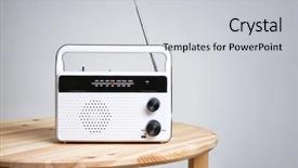  Presentation with retro radio - Cool new PPT layouts with frequency - retro radio on table backdrop and a light gray colored foreground