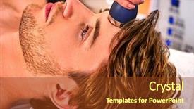  Presentation with ultrasound machine - Cool new presentation with frequency - ultrasonic facial treatment on ultrasound backdrop and a tawny brown colored foreground