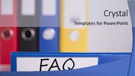  Presentation with questions - Presentation theme enhanced with frequently asked questions - word faq on blue business background and a  colored foreground