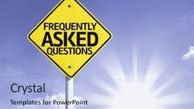  Presentation with questions - Colorful presentation theme enhanced with frequently asked questions road sign backdrop and a light blue colored foreground