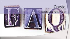  Presentation with stamp - Colorful slide set enhanced with frequently asked questions rubber stamp backdrop and a light blue colored foreground