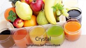  Presentation with drink beverages - Colorful presentation design enhanced with fres fruits - lots of various fruity juice backdrop and a coral colored foreground