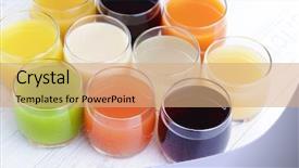  Presentation with drink beverages - Beautiful presentation theme featuring fres fruits - lots of various fruity juice backdrop and a coral colored foreground