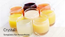  Presentation with drink beverages - Presentation theme having fres fruits - lots of various fruity juice background and a lemonade colored foreground