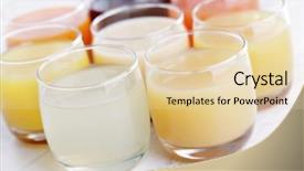  Presentation with drink beverages - PPT theme enhanced with fres fruits - lots of various fruity juice background and a lemonade colored foreground