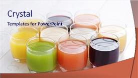  Presentation with drink beverages - Presentation with fres fruits - lots of various fruity juice background and a sky blue colored foreground