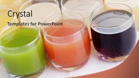  Presentation with drink beverages - Presentation theme featuring fres fruits - lots of various fruity juice background and a lemonade colored foreground