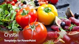  Presentation with prosciutto di parma - PPT theme with fres fruits - prosciutto crudo with arugula background and a crimson colored foreground