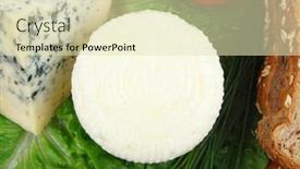  Presentation with olive green - Beautiful theme featuring fresh-aged-french-cheeses-chops backdrop and a soft green colored foreground