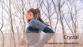  Presentation with fall morning - Theme enhanced with fresh air doing cardio workout background and a soft green colored foreground