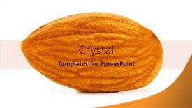  Presentation with almond - Theme having fresh almond isolated on the white background background and a gold colored foreground