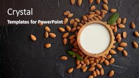  Presentation with almond milk - Slides with fresh-almond-milk-in-wooden background and a tawny brown colored foreground