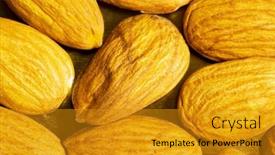  Presentation with almonds - PPT theme having fresh almonds arranged as a background background and a gold colored foreground